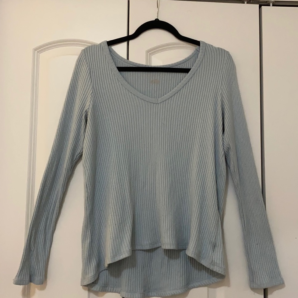 American Eagle Soft Light Blue Oversized Long Sleeve Tee